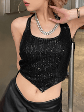 Kurzes Neckholder-Korsett-Top mit Pailletten